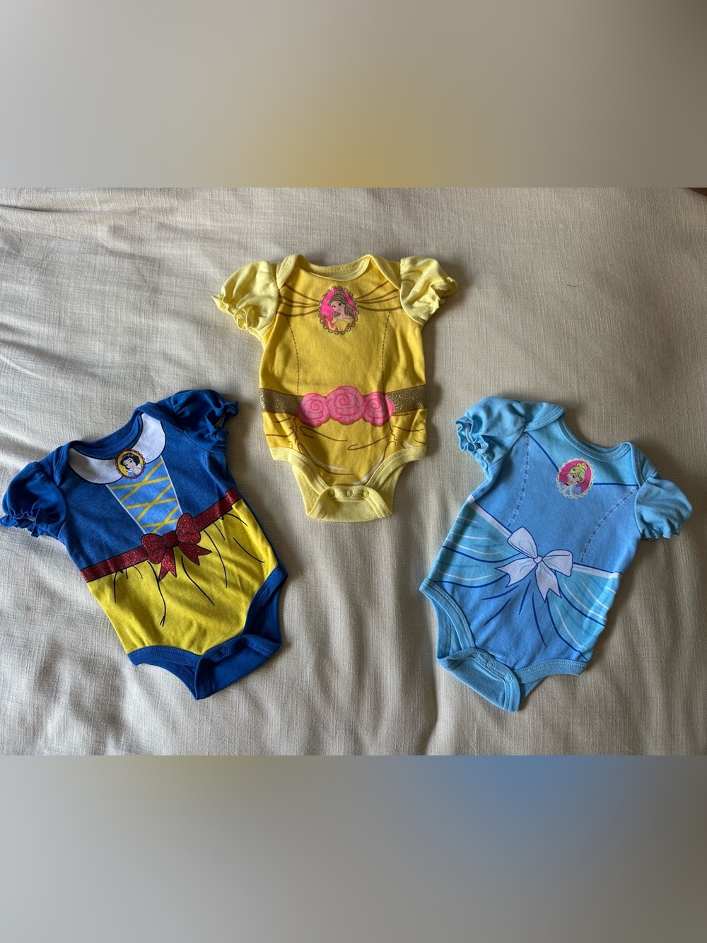 Disney Princess Onesie Bundle - Belle, Snow White and Cinderella - 0-3 months